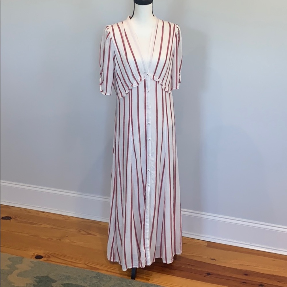 Chelsea & Violet, red & white striped linen dress